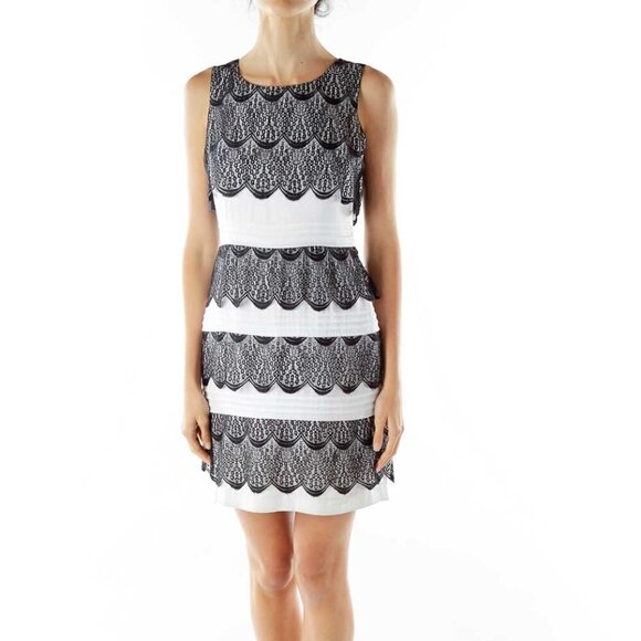 BCBGMaxAzria Dresses & Skirts - BCBG MaxAzria Black White Lace Cocktail Dress